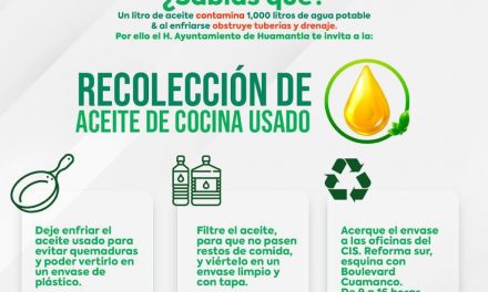 Anuncia Ayuntamiento de Huamantla campaña de recolección de aceite
