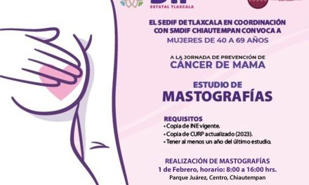 La l“Jornada de Prevención de Cáncer de Mama” se realizará en el parque Juarez de Chiautempan