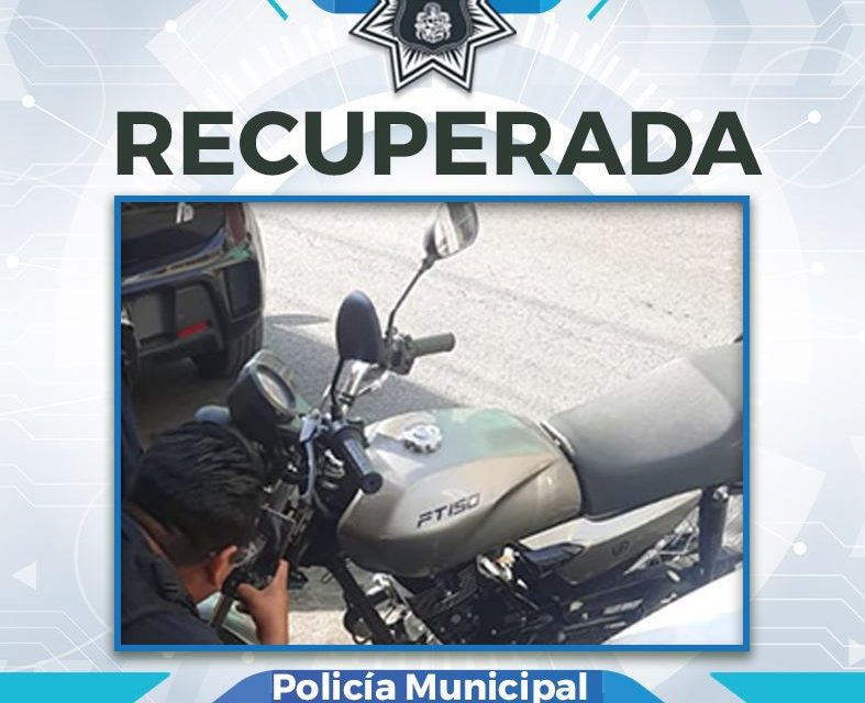 Recupera Seguridad Pública de Huamantla motocicleta con reporte de robo