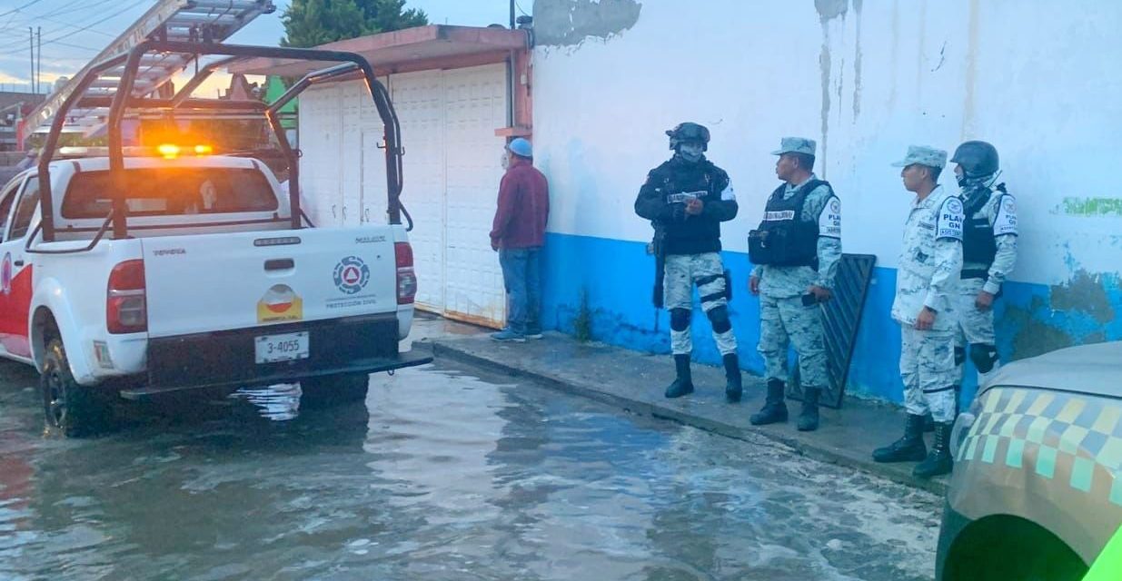 Implementan autoridades municipales y estatales operativo en Huamantla tras fuerte lluvia